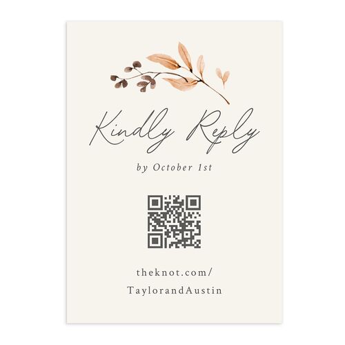 Leafy Garland Foil QR Code RSVP Cards Champagne Signature Standard