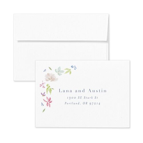 Floral Appliqué Response Card Envelopes White Standard Sheer Lilac Return Address Signature