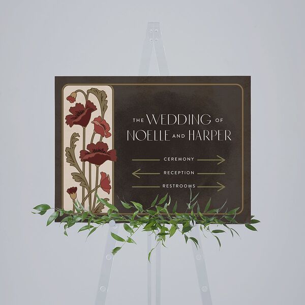 Vintage Nouveau Floral Standard Direction Sign Medium Merlot Standard Indoor Foam Core M Direction