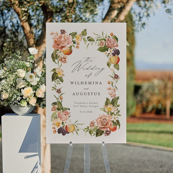 Botanical Citrus Garden Standard Welcome Sign Large Rose Gold Standard Indoor Foam Core L Welcome