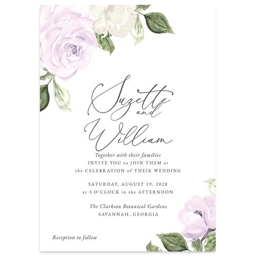 Romantic Garden Wedding Invitations Amethyst Signature Blank No Standard