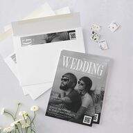 Magazine Cover Save the Date Cards Licorice Signature smooth Blank No Standard
