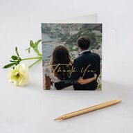 Refined Frame Thank You Cards Gold Charcoal