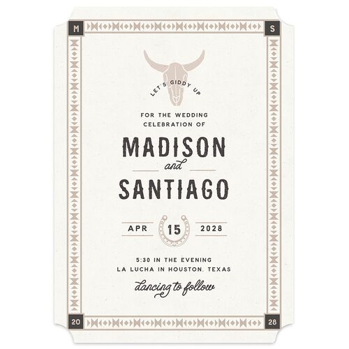 Hitched in Texas Wedding Invitations Charcoal Signature Blank No Ticket