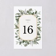 Eucalyptus Frame Table Numbers No Foil Pure White Signature
