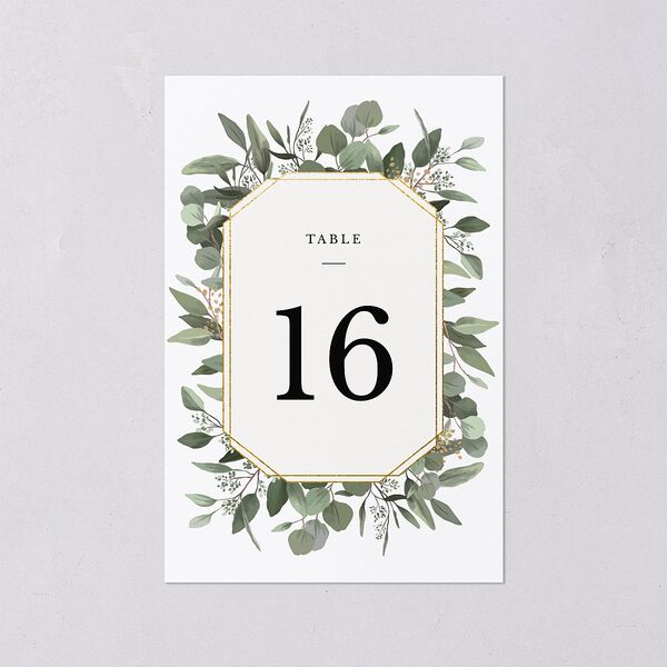 Eucalyptus Frame Table Numbers No Foil Pure White Signature