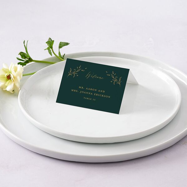 Dark Vintage Fantasy Place Cards Dark Emerald Signature