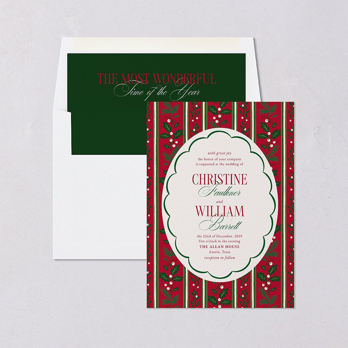 Elegant Vintage Christmas Envelope Liners Jewel Red Standard