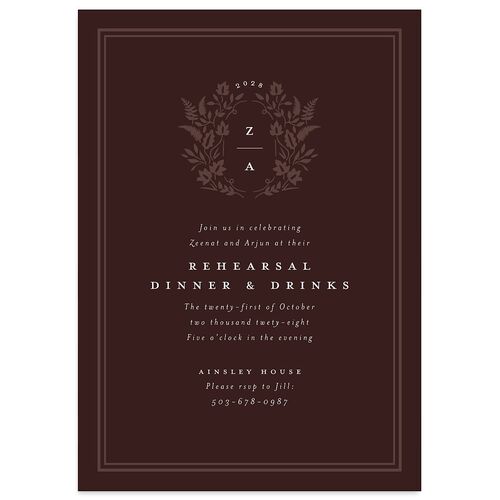 Rustic Kingdom Rehearsal Dinner Invitations Chocolate Signature Blank Standard