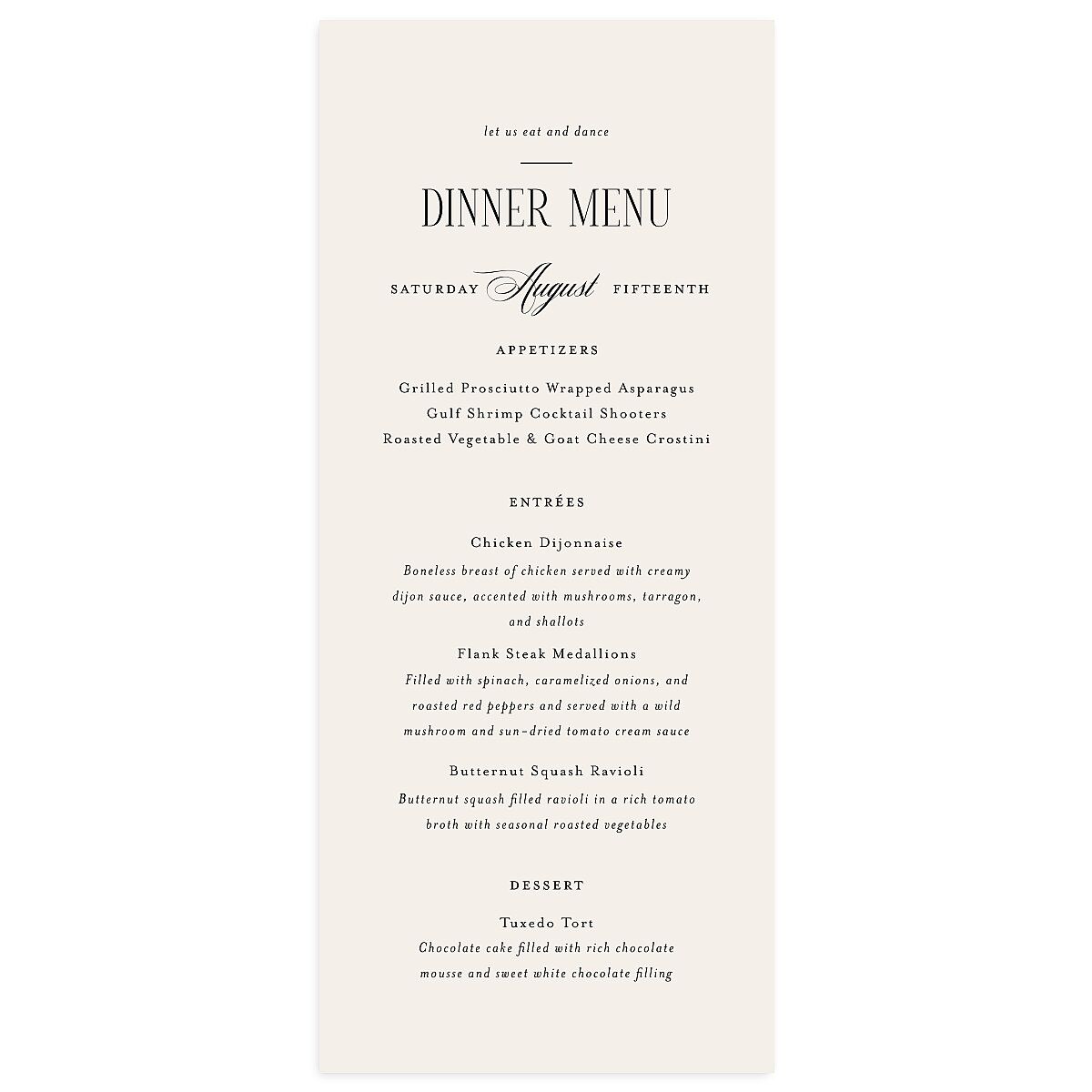 Cosmopolitan Menus