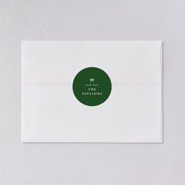 Vintage Bow Pattern Photo Holiday Stickers Jewel Green Circle
