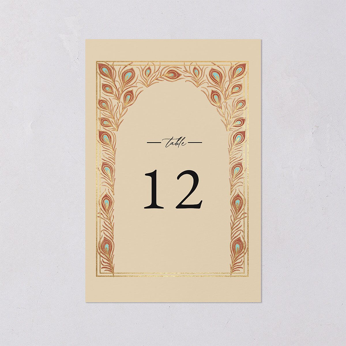 Peacock Nouveau Table Numbers Gold Tan Signature
