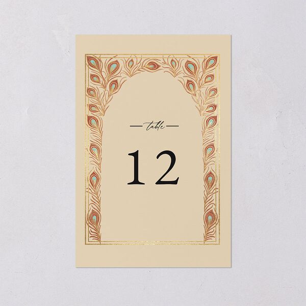Peacock Nouveau Table Numbers Gold Tan Signature