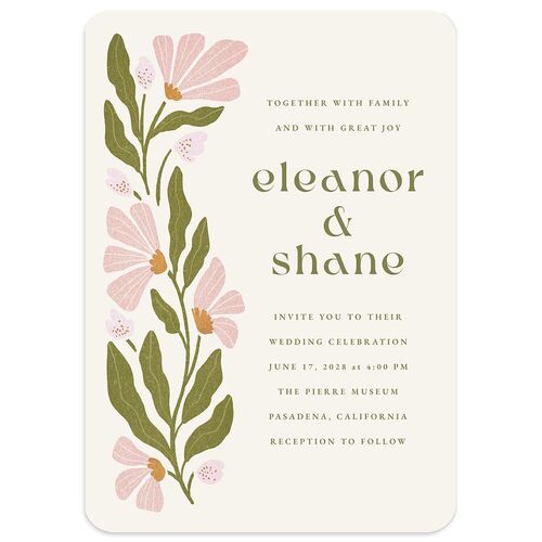 Flower Market Wedding Invitations Olive Signature Blank No Rounded