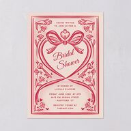 Vintage Heart Locket Bridal Shower Invitations Crimson Signature Blank Standard