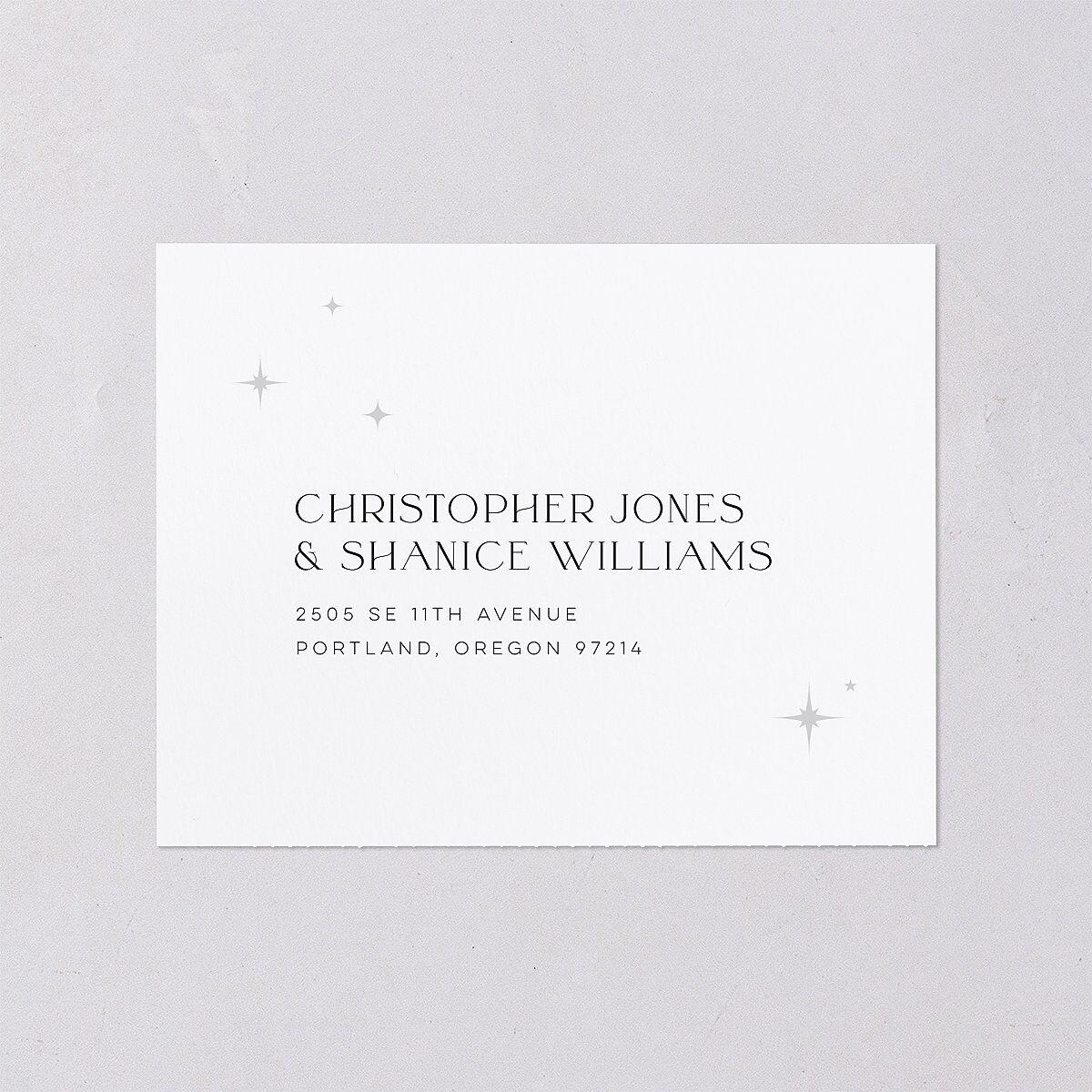 Starry Photo All-in-One Wedding Invitations Midnight Signature Light Both Recipient and Return Addresses No