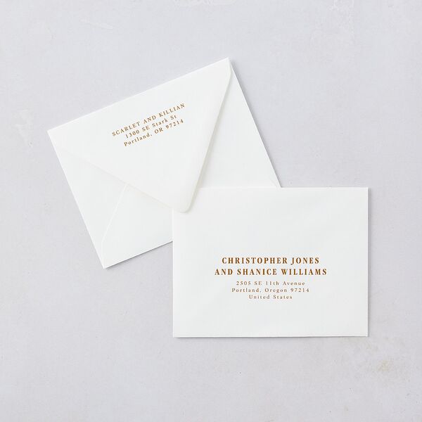 Elegant Minimalist Photo Save the Date Petite Card Euro Envelopes White Saddle Both Recipient and Return Addresses Luxe Signature