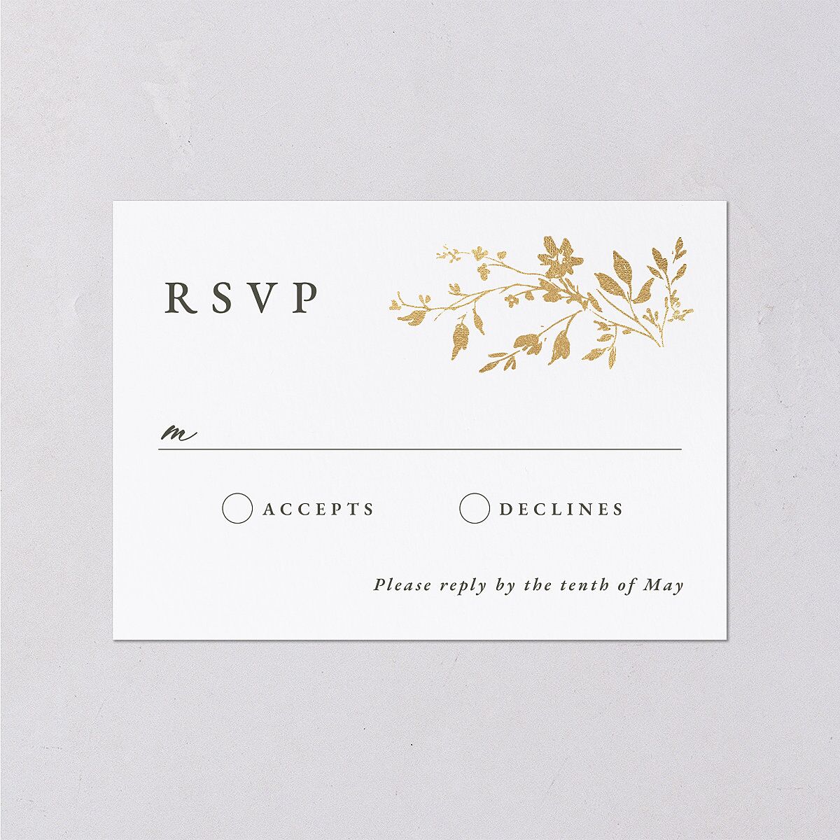 Timeless Floral Foil Wedding Response Cards Gold Thyme Signature Standard