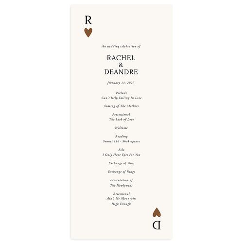 Las Vegas Playing Card Wedding Programs Walnut Signature