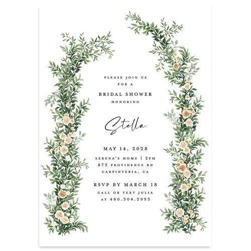 Floral Arc Bridal Shower Invitations Mocha Signature Blank Standard