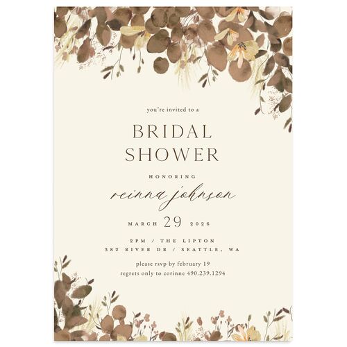 Eucalyptus Edges Bridal Shower Invitations Fawn Signature Blank Standard