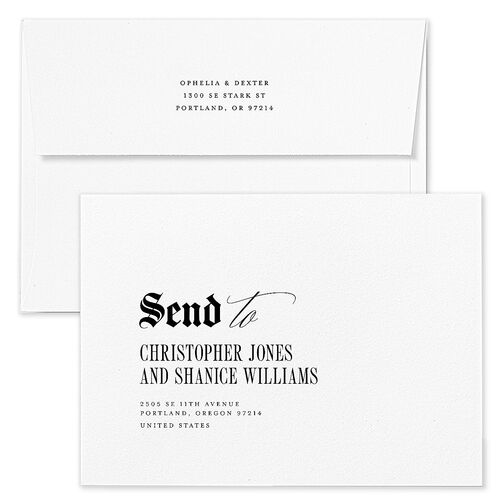 Til Death Gothic Photo Wedding Invitation Envelopes White Sand Both Recipient and Return Addresses Standard Signature