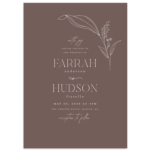 Minimalist Accent Leaf Wedding Invitations Falcon Signature Blank No Standard