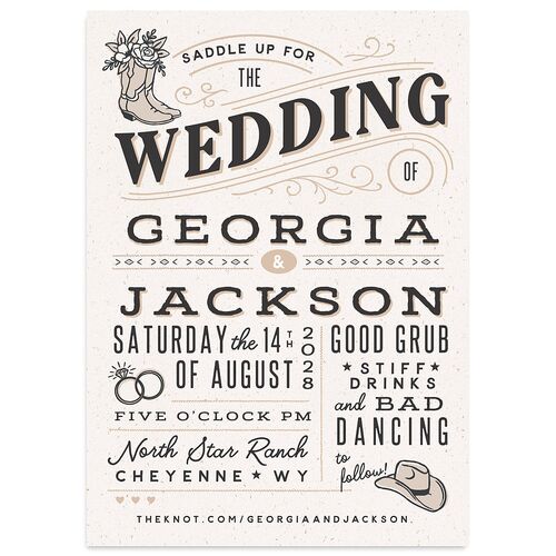 Western I Do BBQ Wedding Invitations Taupe Signature Blank No Standard