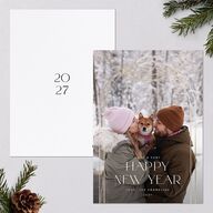 New Years Arch Holiday Cards Gold Pure White Signature Blank Standard Portrait