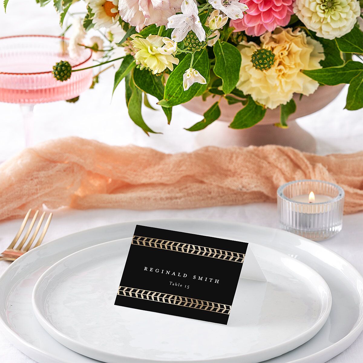 Medieval Elegance Place Cards Gold Midnight Signature