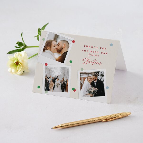 Instant Film Christmas Confetti Thank You Cards Ivory