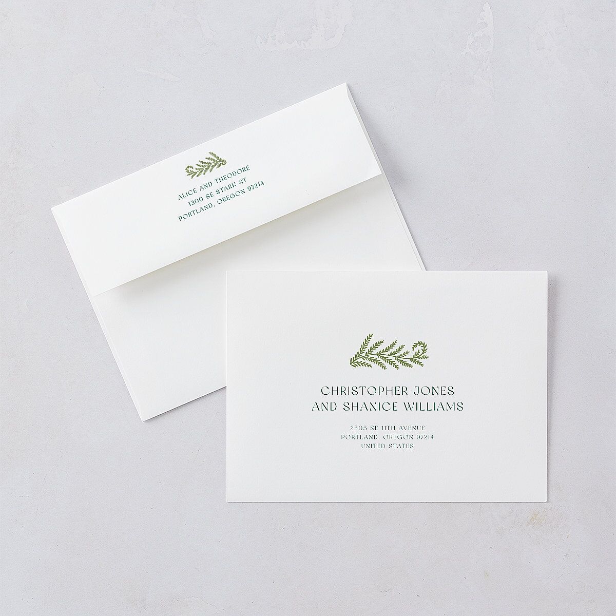 Woodland Whimsy Save the Date Cards Hunter Green Signature smooth Blank No Standard