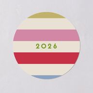 Eclectic Vintage Stripes Holiday Stickers Linen Circle