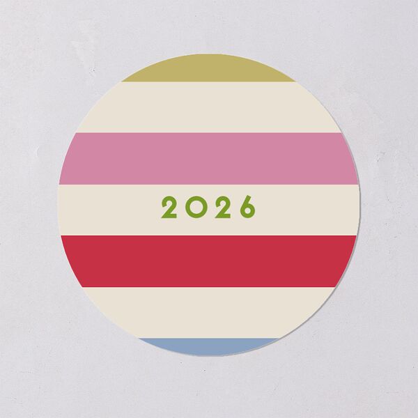 Eclectic Vintage Stripes Holiday Stickers Linen Circle
