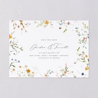 Dainty Wildflowers Save the Date Cards Sunflower Signature smooth Blank No Standard
