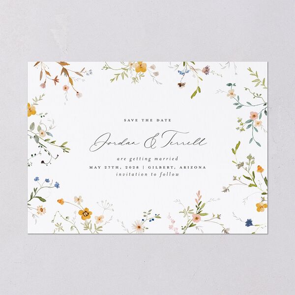 Dainty Wildflowers Save the Date Cards Sunflower Signature smooth Blank No Standard