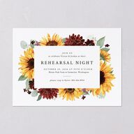 Classic Countryside Sunflowers Rehearsal Dinner Invitations Burgundy Signature Blank Standard