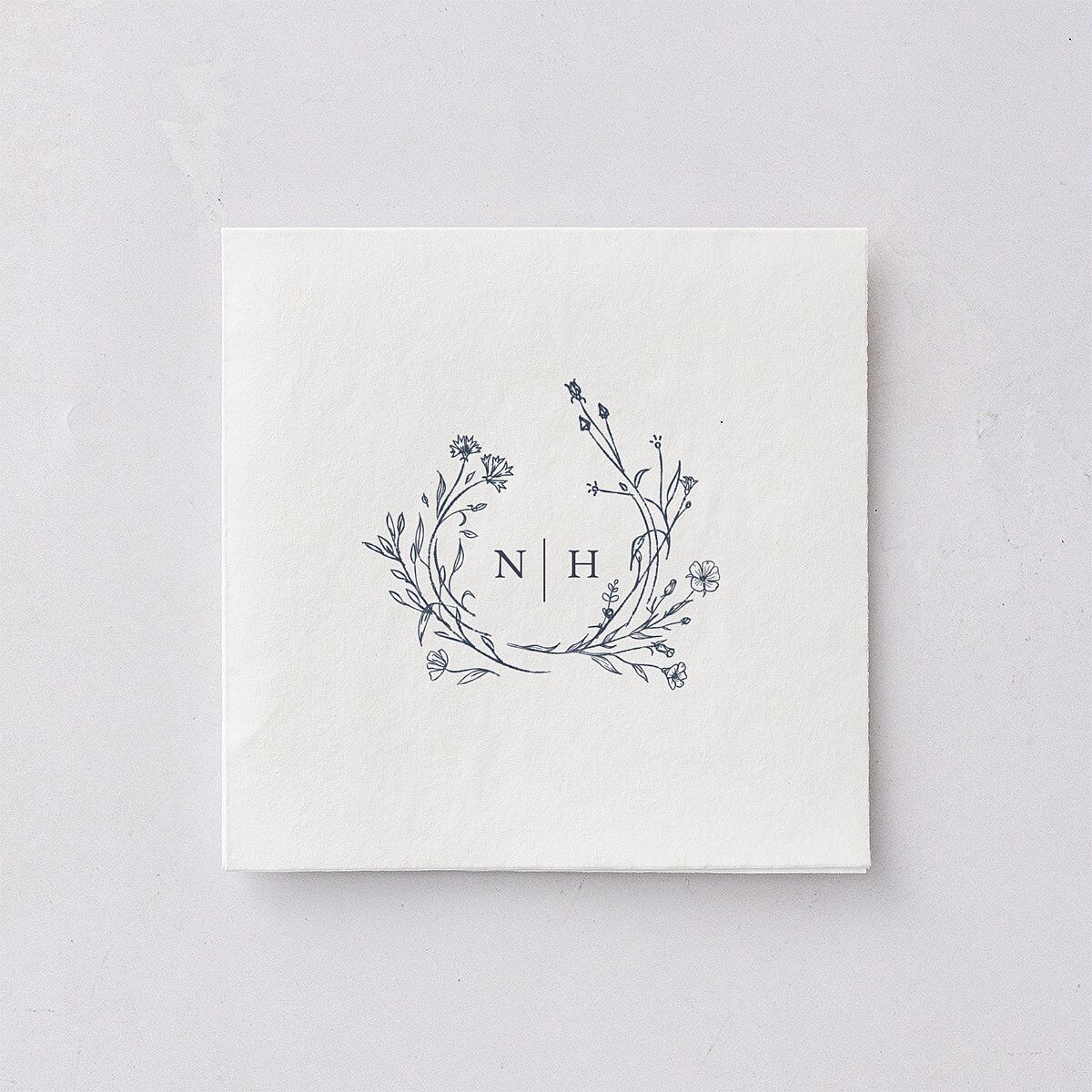 Natural Monogram Cocktail Napkins Midnight Navy Napkin Uncoined