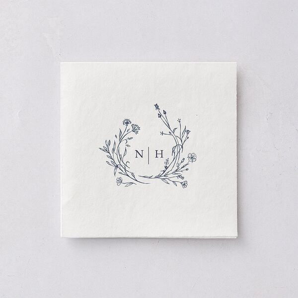 Natural Monogram Cocktail Napkins Midnight Navy Napkin Uncoined