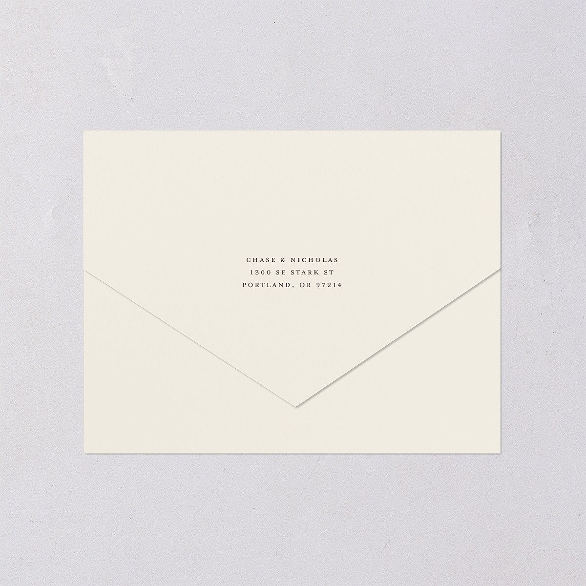 Palm Tree Icon All-in-One Wedding Invitations Champagne Signature Light Both Recipient and Return Addresses No