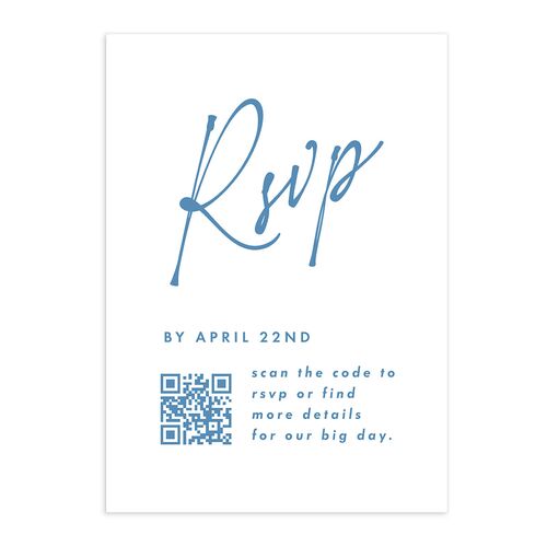 Elegant Modern Portrait Script QR Code RSVP Cards Sea Blue Signature Standard