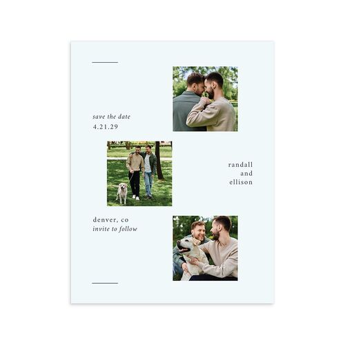 Minimal Gallery Save the Date Petite Cards Ice Blue Signature smooth Blank No Standard