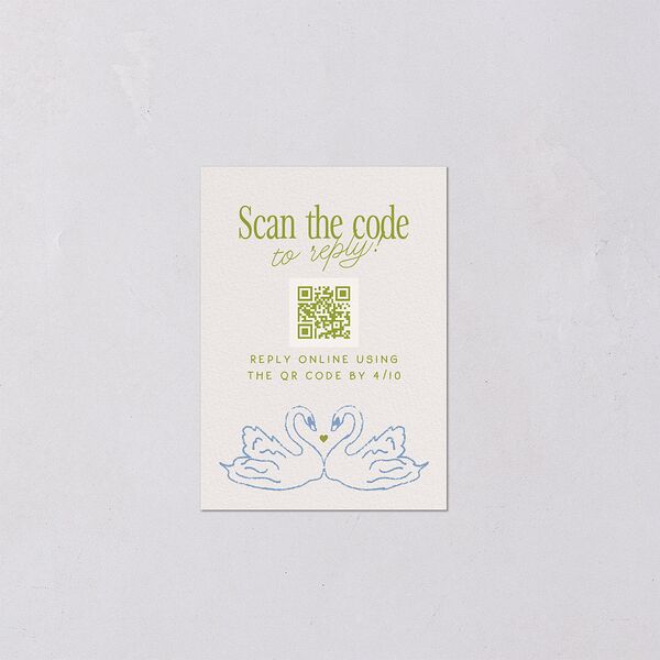 Modern Delicate Bows QR Code RSVP Cards Peridot Signature Standard