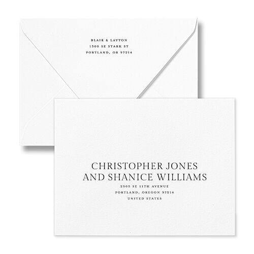 Elegant Photo Apex Thank You Card Euro Envelopes White Pure White Both Recipient and Return Addresses Luxe Signature