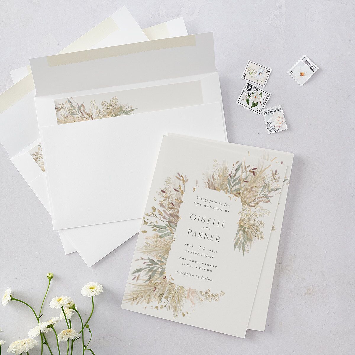 Ethereal Pampas Wedding Invitations — view 4