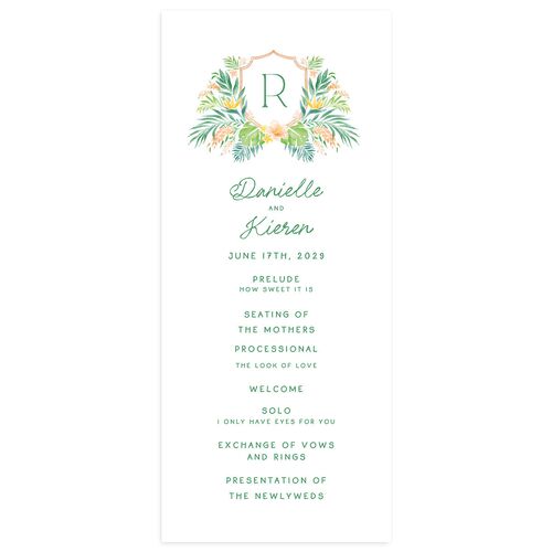 Watercolor Palm Crest Wedding Programs Apricot Signature