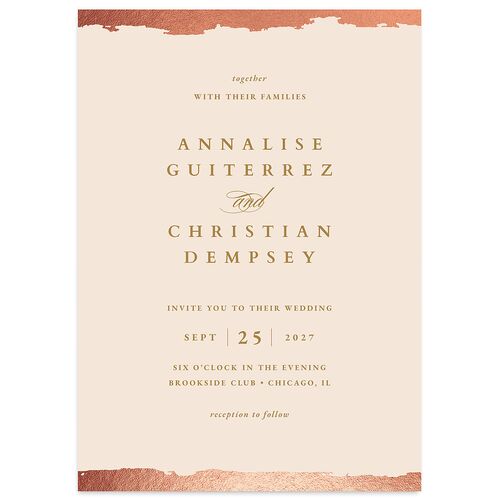 Elegant Edge Wedding Invitations Rose Gold Sand Signature Blank No Standard