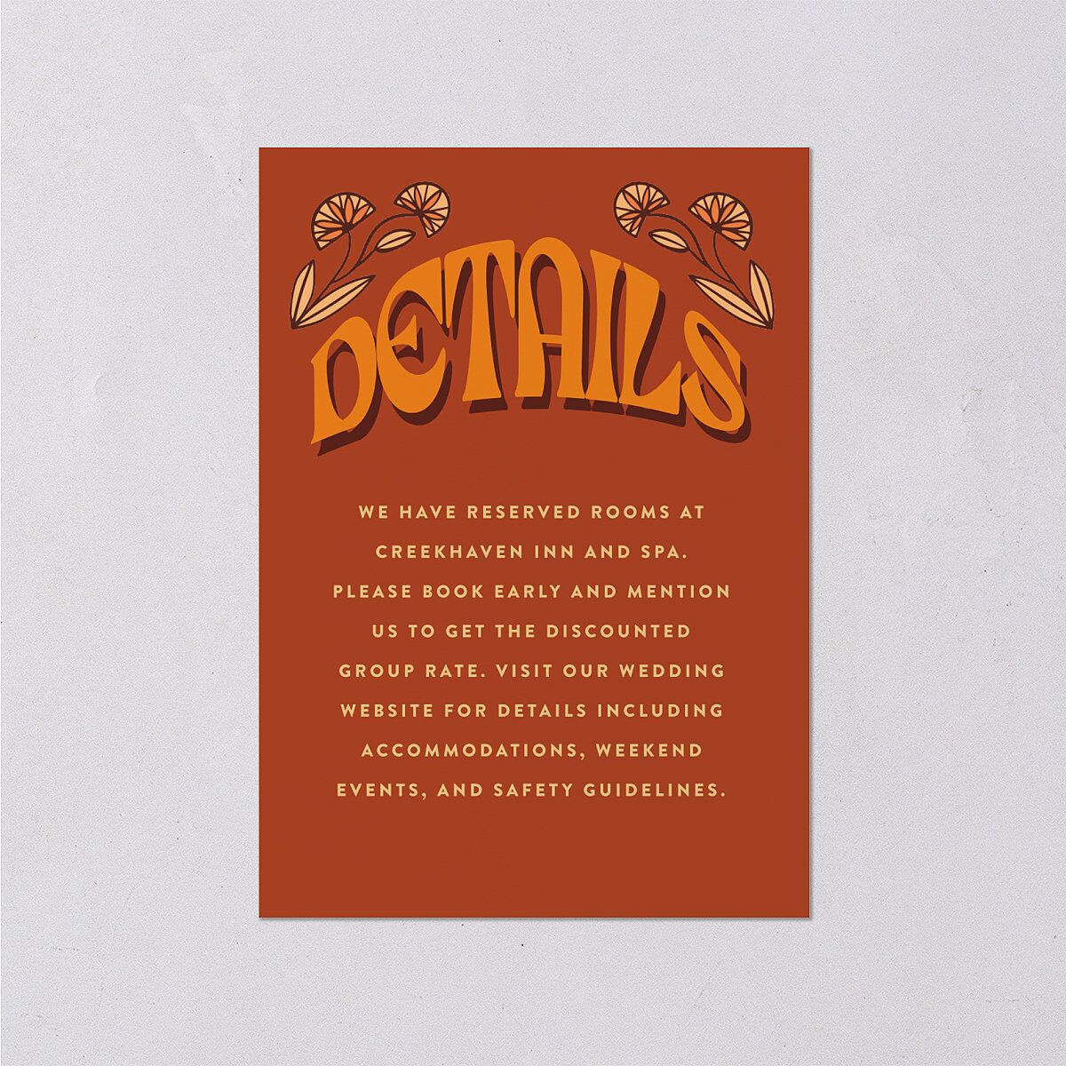 Wedstock Wedding Enclosure Cards Red Clay Signature
