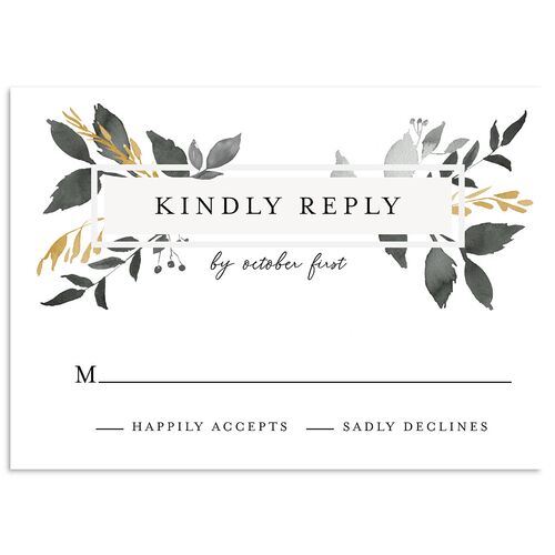 Leafy Frame Wedding Wedding Response Cards Licorice Signature Standard