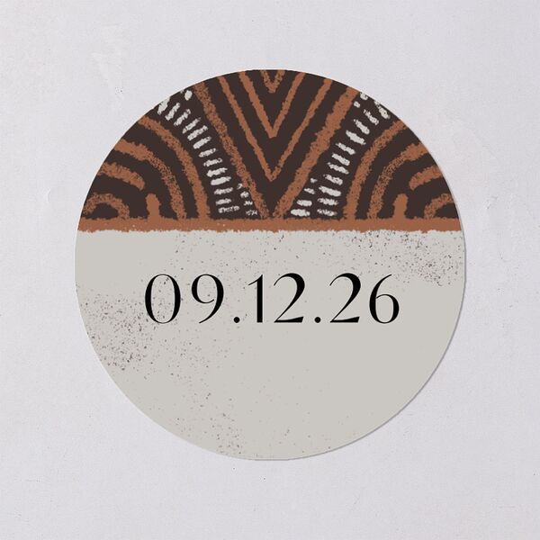 Sahara Pattern Wedding Stickers Deep Bronze Circle